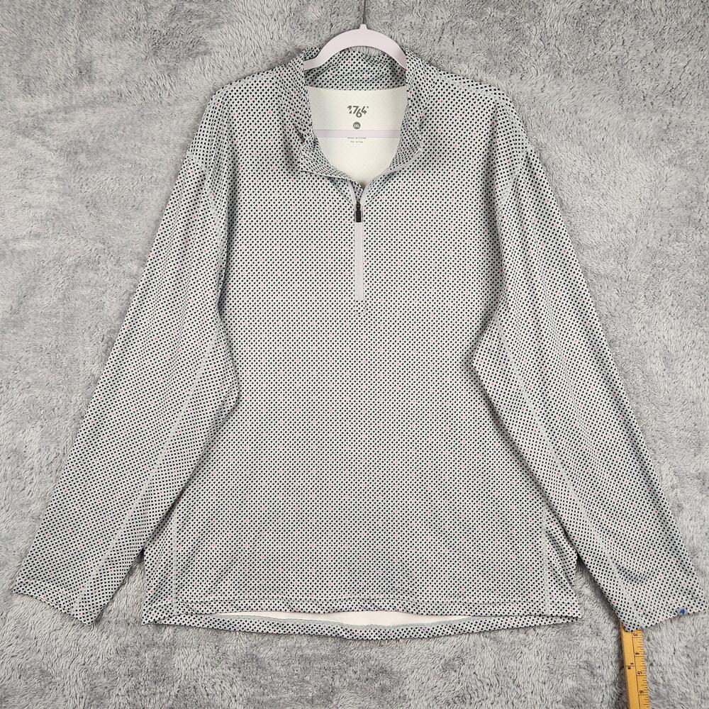 1764 Pullover Mens 2XL Gray Mock Neck 1/4 Zip Geometric Golf Stretch Shirt Logo